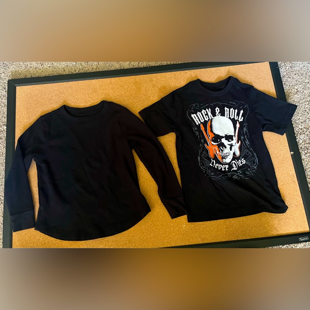 Black Old Navy Long-Sleeve Shirt And Black Rock & Roll Kids T-Shirt